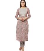 Floral Gray Gotta Straight Kurti with Straight Pants