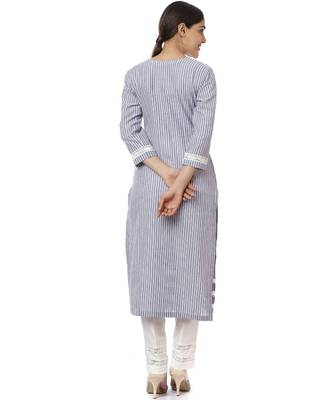 Gray White Stripes Kurti with Straight Pants 4