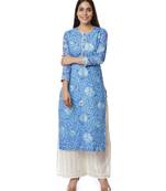 Blue Kota Bandhni Kurti with Gotta Palazzo