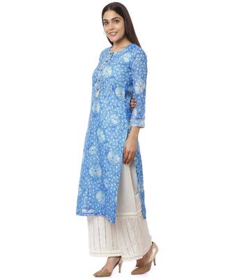 Blue Kota Bandhni Kurti with Gotta Palazzo 2