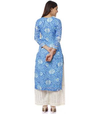Blue Kota Bandhni Kurti with Gotta Palazzo 4