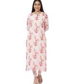 Peach Floral Georgette Kurti with Churidaar
