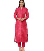 Pink Weaved Kurti with Straight Pants
