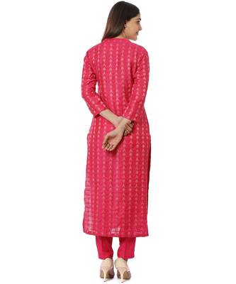 Pink Weaved Kurti with Straight Pants 4