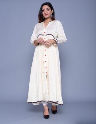 Light-cream embroidered art silk kurtas-and-kurtis 4