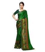 Green Printed Art Silk saree with blouse