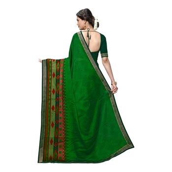 Green Printed Art Silk saree with blouse 3