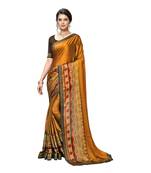Mustard Printed Art Silk saree with blouse
