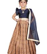 Girls Blue Blouse And Brown Lehenga Choli 