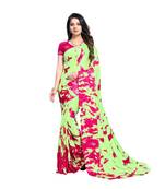 green Printed Crepe saree with blouse