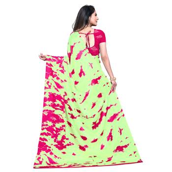 green Printed Crepe saree with blouse 3