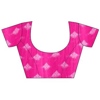 Pink Printed Crepe saree with blouse 4