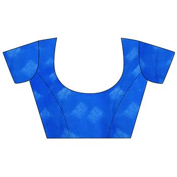 Blue Printed Crepe saree with blouse 4
