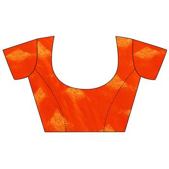 Orange Printed Crepe saree with blouse 4