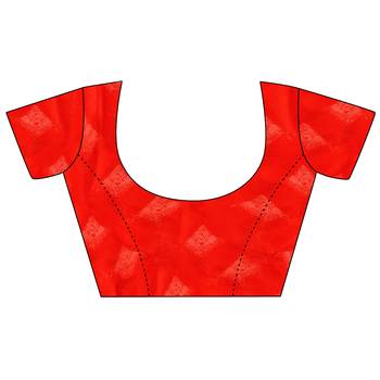 Red Printed Crepe saree with blouse 4