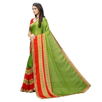 green Embroidered Crepe saree with blouse 2