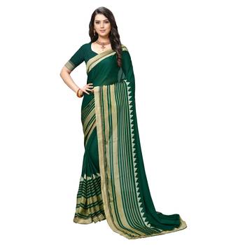 Green Embroidered Crepe saree with blouse 1