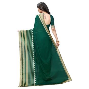 Green Embroidered Crepe saree with blouse 3