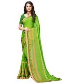 green Embroidered Crepe saree with blouse