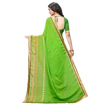 green Embroidered Crepe saree with blouse 4