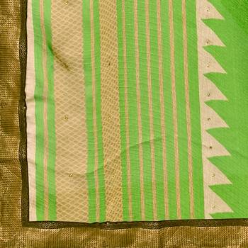 green Embroidered Crepe saree with blouse 5