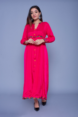 Rani-pink embroidered art silk kurtas-and-kurtis 1