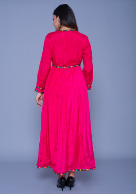 Rani-pink embroidered art silk kurtas-and-kurtis 2