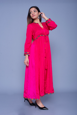 Rani-pink embroidered art silk kurtas-and-kurtis 4