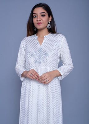 White embroidered rayon kurtas-and-kurtis 2