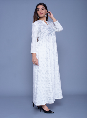 White embroidered rayon kurtas-and-kurtis 4