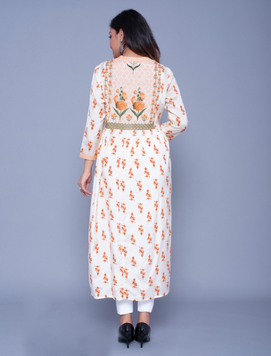 Cream printed art silk kurtas-and-kurtis 5