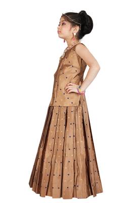 Girls Brown Cotton Silk Lehenga Choli  2