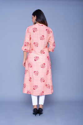Peach printed rayon kurtas-and-kurtis 2