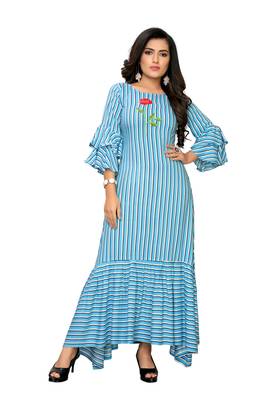 blue plain Rayon kurtis 1