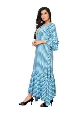 blue plain Rayon kurtis 3