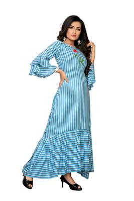 blue plain Rayon kurtis 4