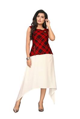 Color Block Checkred Rayon kurti 1