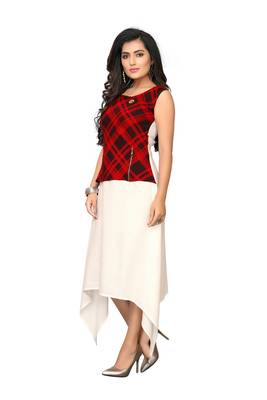 Color Block Checkred Rayon kurti 3
