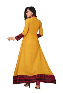 Latest Color Yellow Solid Rayon Gown 2