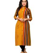 Party Wear Yellow Striped Cotton kurti