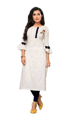 White Striped Cotton kurti 1