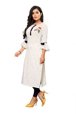 White Striped Cotton kurti 3