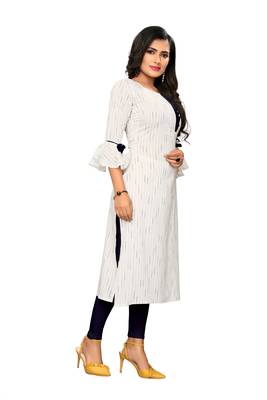 White Striped Cotton kurti 4