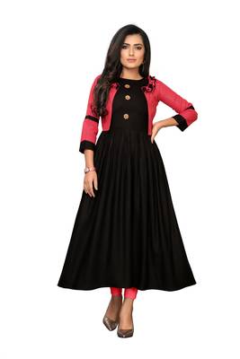 Red plain Rayon kurti With koti 1
