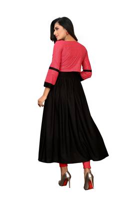 Red plain Rayon kurti With koti 2