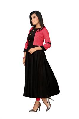 Red plain Rayon kurti With koti 3