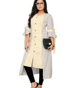 Cream plain cotton kurtis