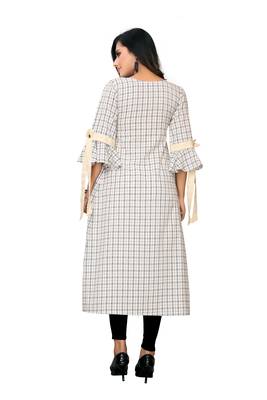 Cream plain cotton kurtis 2