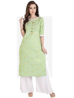 green plain Cotton kurtis 1