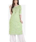 green plain Cotton kurtis
